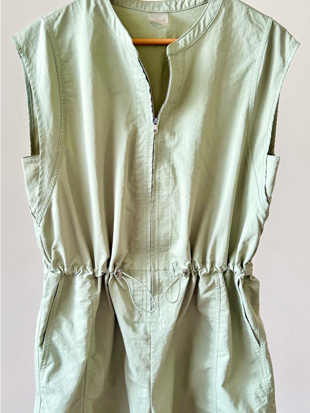 Sleeveless Drawstring Tunic in Sage Green